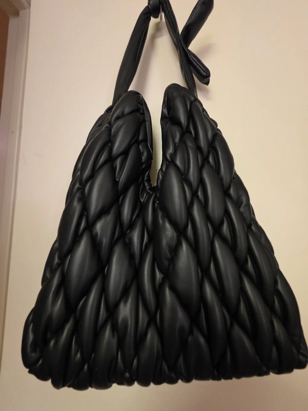 Betsey Johnson xoLinks Black Quilted Knot-Handle Shoulder Bag